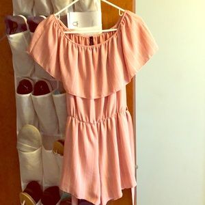 Pink with white pin stripe romper